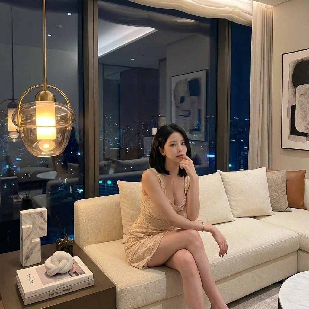 다낭 에코걸 replace the womans face and hairstyle with a beau 1771084086775